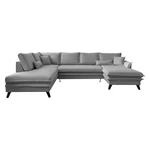 Szara rozkładana sofa w kształcie litery "U" Miuform Charming Charlie, lewostronna