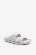 Lightweight Men's Slippers with Big Star Buckles White