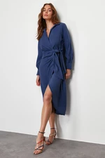 Trendyol Indigo Double-breasted Midi Woven Dress