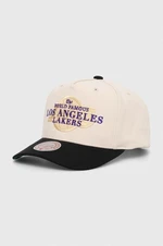 Kšiltovka Mitchell&Ness NBA LOS ANGELES LAKERS béžová barva, s aplikací