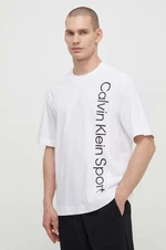 Bavlněné tričko Calvin Klein Performance bílá barva, s potiskem