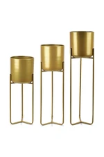 Sada květináčů se stojanem Affek Design Swen Gold 3-pack