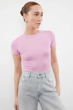 Trendyol Pink Viscose/Soft Fabric Fitted Stretchy Knitted Blouse