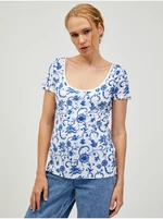 Modro-biele vzorované tričko ORSAY