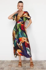 Trendyol Multi Color Floral Print A-line Viscose Midi Woven Dress