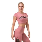 Dámský crop top s krátkým rukávem Nebbia Sporty Hero 584  Old Rose  S