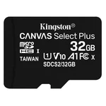 Pamäťová karta Kingston Canvas Select Plus MicroSDHC 32GB UHS-I U1 (100R/10W) (SDCS2/32GBSP) pamäťová karta microSD • kapacita 32 GB • čítania 100 Mb/