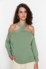 Trendyol Mint Halter Collar Knitwear Sweater