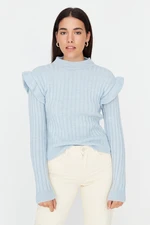 Trendyol Light Blue Knitted Detailed Knitwear Sweater