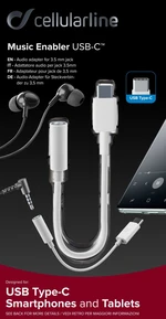 Adaptér Cellularline Music Enabler USB-C /3,5 mm jack, bílý