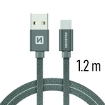 Datový kabel Swissten Textile USB / USB-C 1,2 M, grey