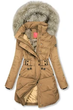 Gesteppte Winterjacke mit Gürtel Beige