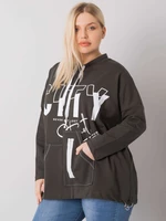 Tmavá khaki mikina plus size velikosti bez kapuce Hackney