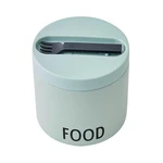 Zelený desiatový termobox s lyžicou Design Letters Food, výška 11,4 cm