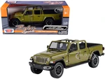 2021 Jeep Gladiator Overland (Open Top) Pickup Truck Matt Green 1/24-1/27 Diecast Model Car by Motormax