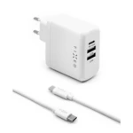 Nabíjačka do siete FIXED USB-C PD, 2x USB 2.0, 45W + USB-C kabel 1m (FIXC45-CC2U-WH) biela sieťová nabíjačka a kábel • výkon až 45 W • výstupný prúd a