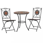 Mozaikový bistro set 3 ks keramika Dekorhome Šedá / oranžová