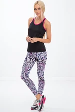 Purple sports leggings with leopard pattern