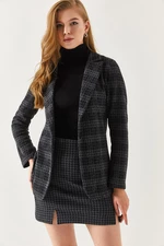 armonika Women's Smoked One-Button Plaid Jacket