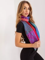 Colorful women's scarf with print and fringe