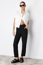 Trendyol Black Cigarette Ribbed Woven Trousers