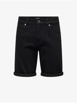 Black Mens Denim Shorts ONLY & SONS Ply - Men