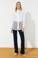 Trendyol White Brode Lace Elegant Woven Shirt