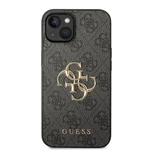 Zadní kryt Guess PU 4G Metal Logo pro Apple iPhone 15, šedá