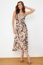 Trendyol Multicolor A-line Animal Pattern Foil Printed Midi Woven Dress