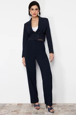 Trendyol Navy Blue Wide Leg Polyviscon Woven Trousers