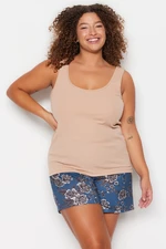 Trendyol Curve Multicolored Floral Single Jersey Plus Size Pajamas Set