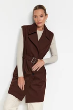 Trendyol Brown Oversize Belted Trench Coat Vest