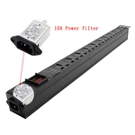 PDU 10 Unit Universal Outlet Power strip Network Cabinet Rack Dual Break Switch wave filter IEC-C14 port lightning protection