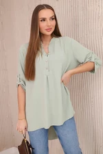 Blouse with a longer back dark mint