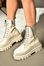 Fox Shoes R726659009 Women's Beige Stone Lace-Up Ankle Boots