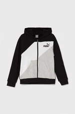 Dětská mikina Puma PUMA POWER Colorblock Full-Zip TR černá barva, s kapucí, vzorovaná