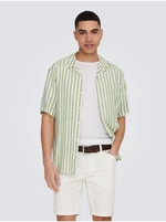 White-green Men's Striped Short Sleeve Shirt ONLY & SONS W - Men's