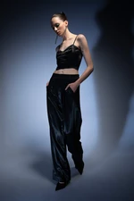 DEFACTO Normal Waist Wide Leg Satin Trousers