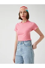 Koton Crew Neck Short Sleeve Crop T-Shirt