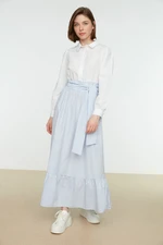 Trendyol Blue Shirt Collar Button Detailed Belted Woven Dress