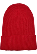 Ribbed knit cap made of recycled yarn red