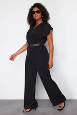 Trendyol Curve Black Belted Woven Overalls