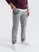 Ombre Men's pants with cargo pockets and leg hem - grey