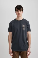 DEFACTO Slim Fit Crew Neck Printed Short Sleeve T-Shirt