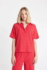 DEFACTO Oversize Fit Linen Look Short Sleeve Shirt