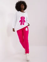 Ecru-fuchsia women's tracksuit with teddy bear