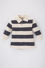 DEFACTO Baby Girl Polo Neck Striped Long Sleeve Dress