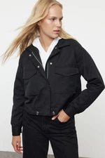 Trendyol Black Oversize Molded Thin Jacket Coat