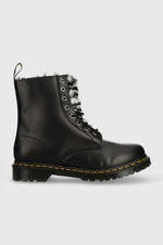 Kožené workery Dr. Martens 1460 Serena dámské, černá barva, na plochém podpatku, zateplené, DM27787001