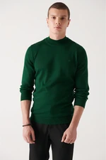 Avva Men's Green Half Turtleneck Wool Blended Regular Fit Knitwear Sweater